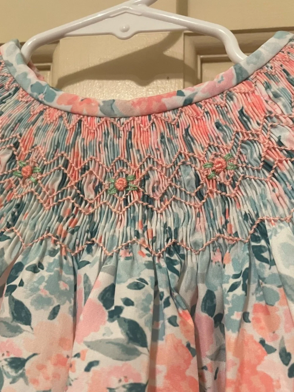 NWT Busy Bee Smocks Floral Smocked Longsleeve Bubble 3T